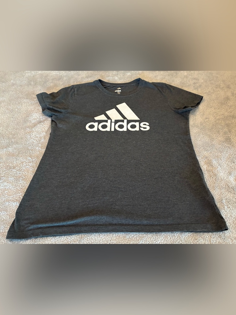 adidas Women’s Dark Gray Tee with White Logo Size Large